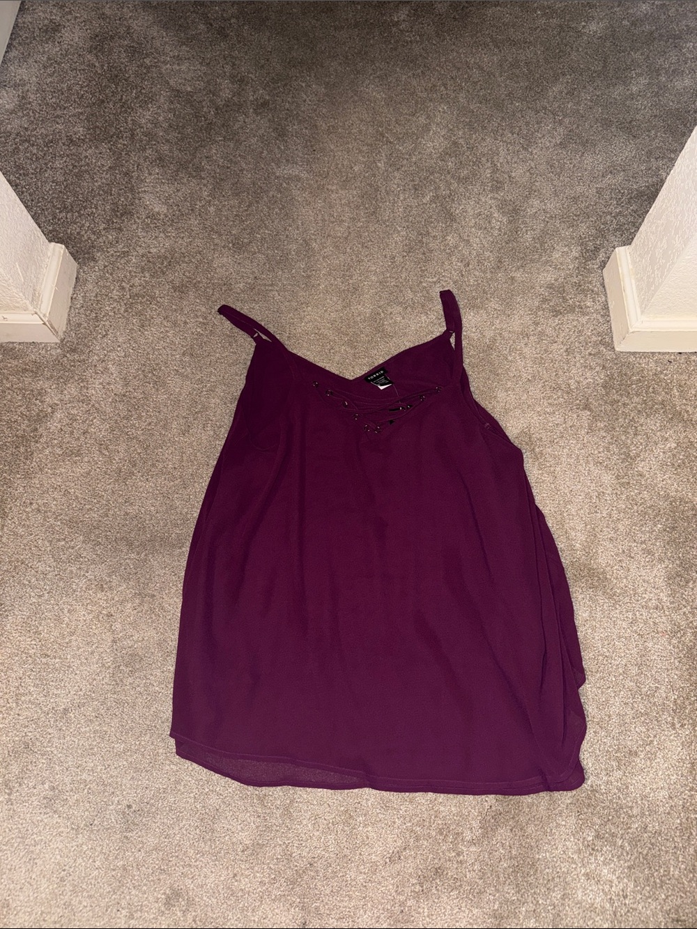 torrid Plum Lace-Up V-Neck Satin-Look Camisole